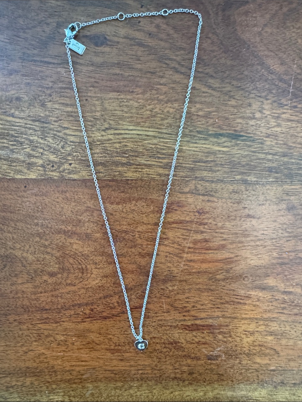 Coach Silver Heart Pendant Necklace with coach jewelry bag